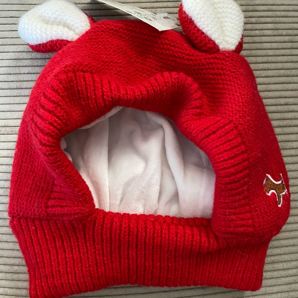 Charming Red Kids Hat with Ears, Under Chin